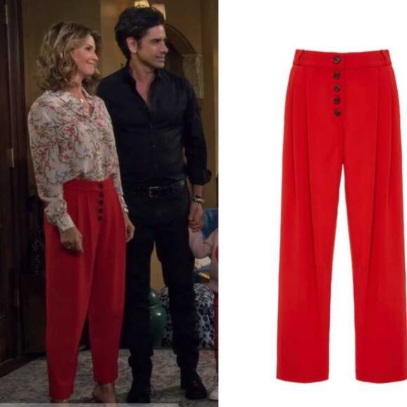 A.L.C  NWT  Russel Cropped Button-Fly High Rise Crepe Pants Scarlet Red Size 2 - Picture 4 of 11